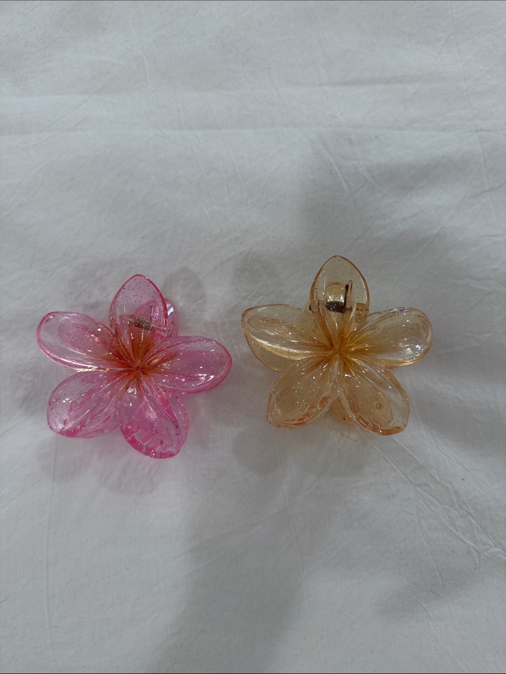 Pink and Champagne Flower Hair Clips - Women Accessories